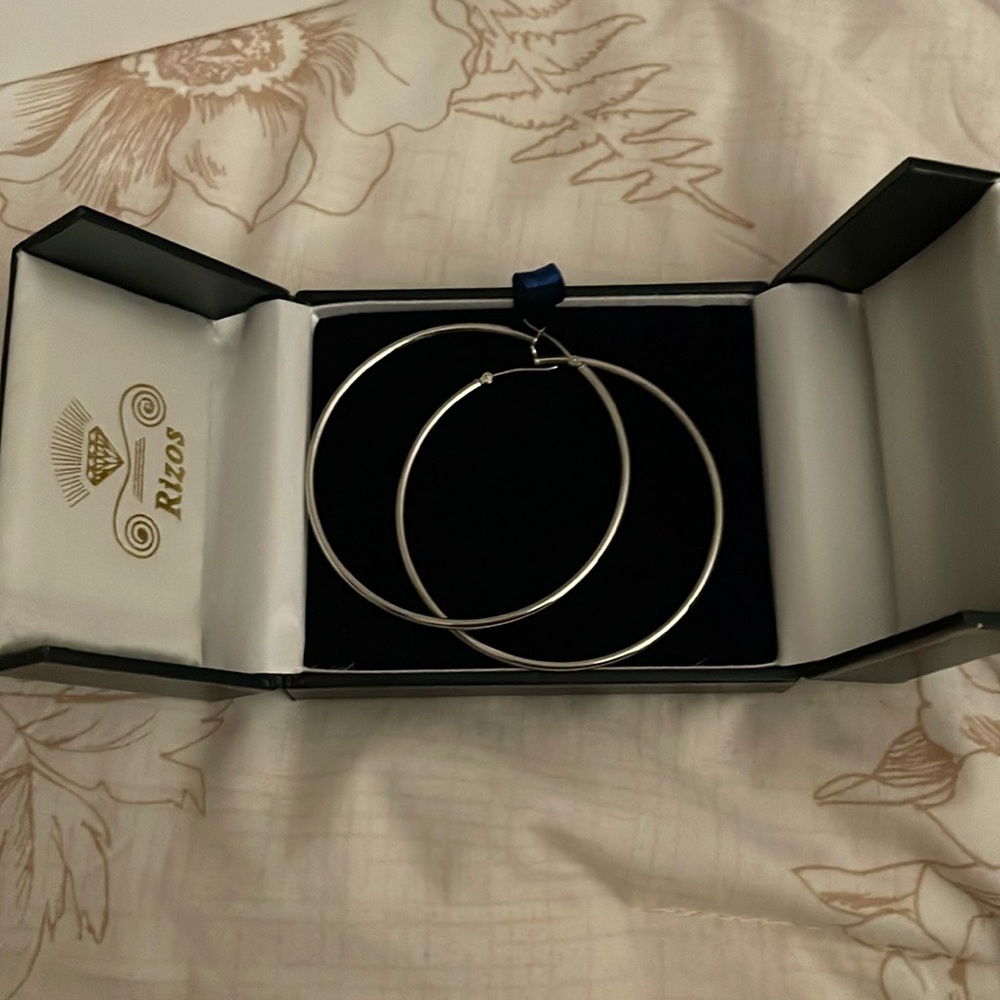 White gold hoop earrings